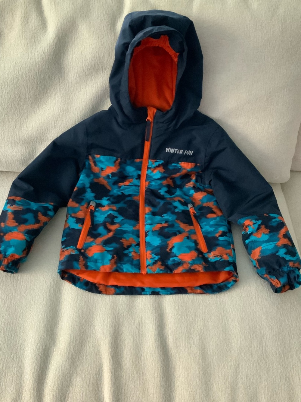 4T 5T boy winter snow coat blue orange